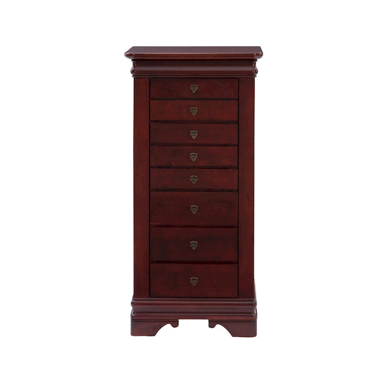 Flip-Top Wooden Jewelry Armoire with 8-Drawer - 42.75 - Brown