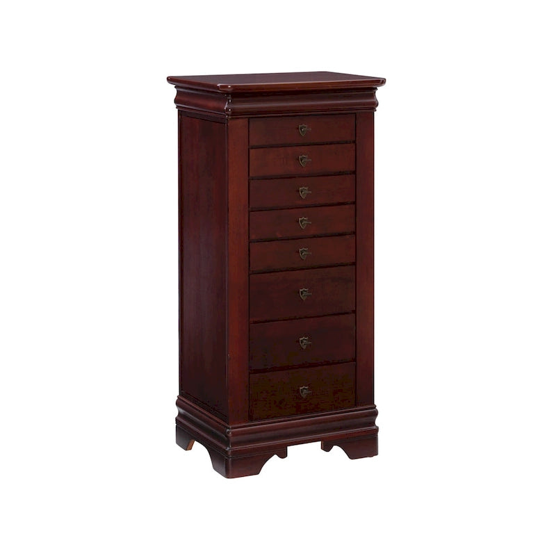 Flip-Top Wooden Jewelry Armoire with 8-Drawer - 42.75 - Brown