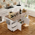Rolling Kitchen Island Cart with Flip-Top Table, 2 Drawers, 2 Cabinets, and Towel Rack Buffet Sidboard
