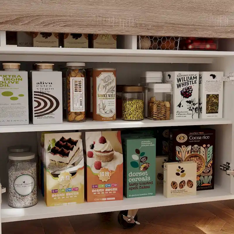 Rolling Kitchen Island Cart with Flip-Top Table, 2 Drawers, 2 Cabinets, and Towel Rack Buffet Sidboard