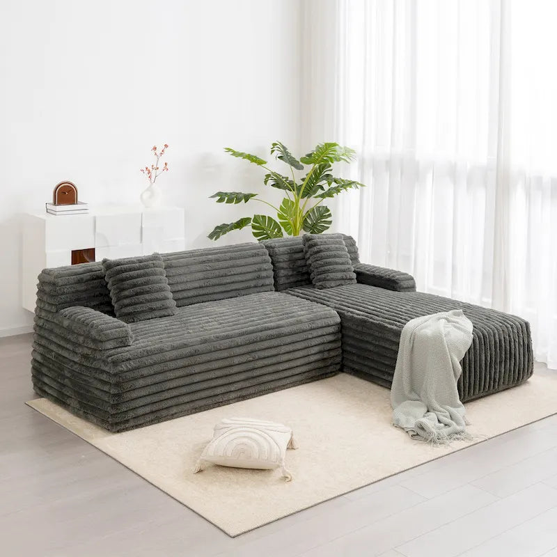 Cloud Sectional Sofa, Modern Upholstered Couch with 2 Throw Pillows, Free-Combined Sofa, Modular Sectional L Shaped Couch