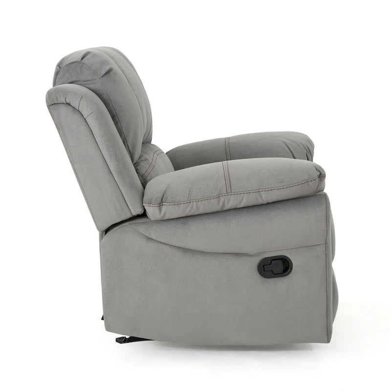 Roomfitters Manual Glider Recliner, Relaxing Recliner for Living Room, Bedroom, Grey