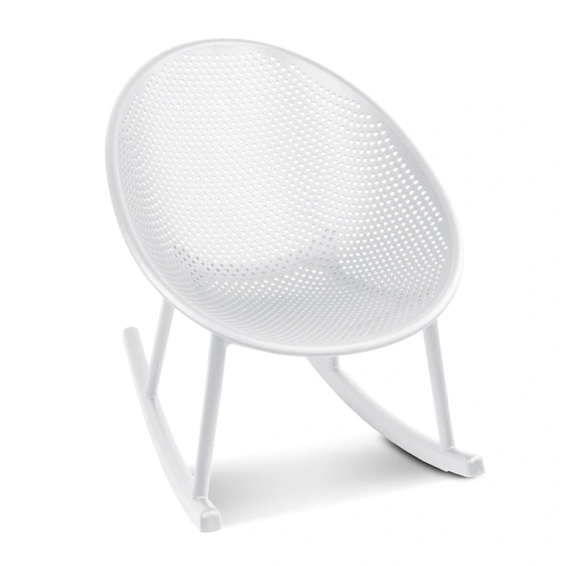 Set of 2 Mid-Century Modern Plastic Rocking Lounge Chair Plastic Legs with Breathable Egg Shaped Seat for Indoor/Outdoor