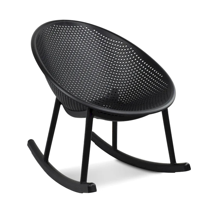 Set of 2 Mid-Century Modern Plastic Rocking Lounge Chair Plastic Legs with Breathable Egg Shaped Seat for Indoor/Outdoor