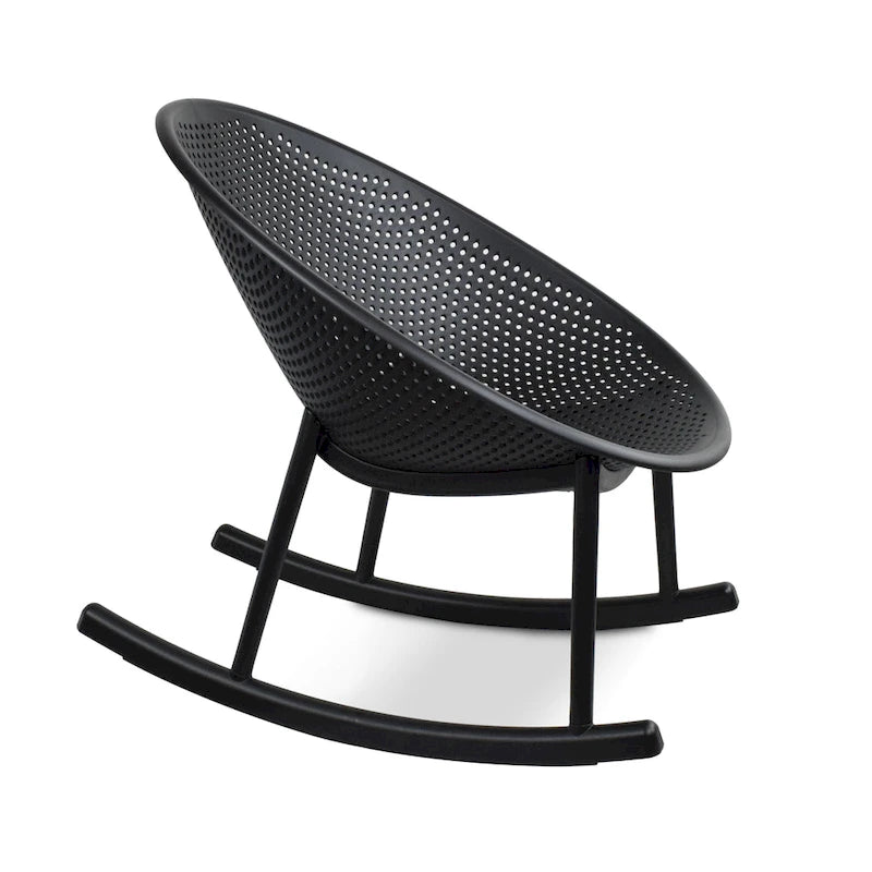 Set of 2 Mid-Century Modern Plastic Rocking Lounge Chair Plastic Legs with Breathable Egg Shaped Seat for Indoor/Outdoor