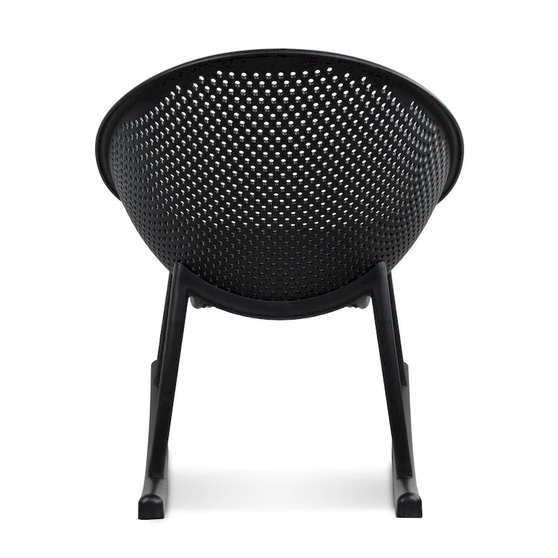 Set of 2 Mid-Century Modern Plastic Rocking Lounge Chair Plastic Legs with Breathable Egg Shaped Seat for Indoor/Outdoor