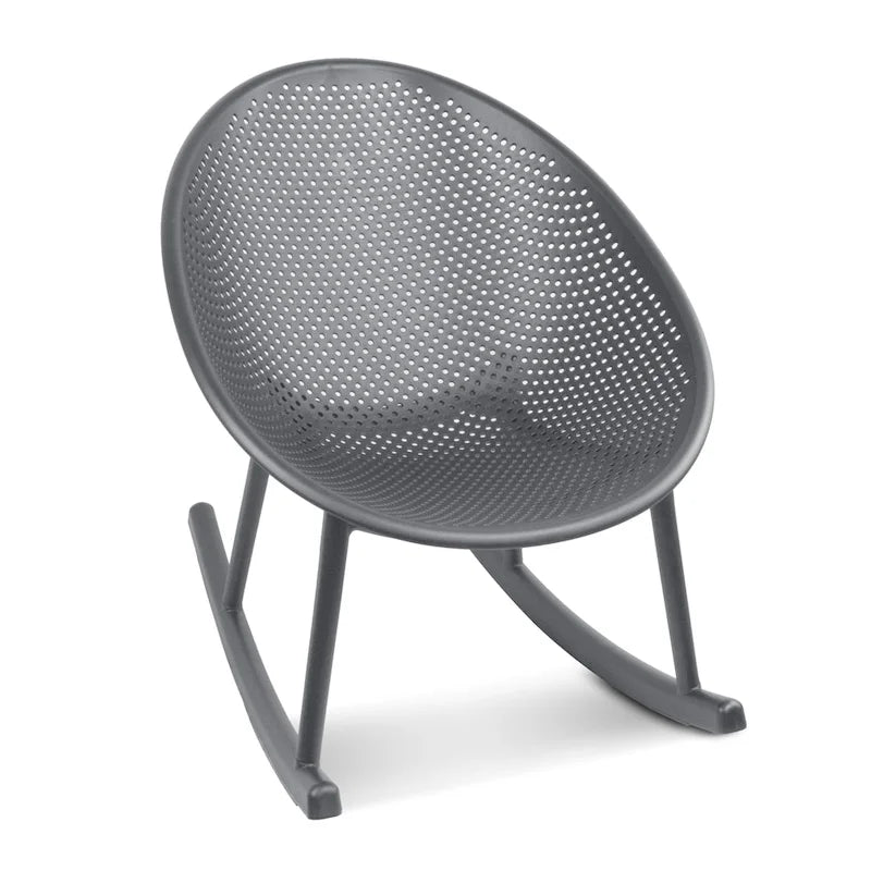 Set of 2 Mid-Century Modern Plastic Rocking Lounge Chair Plastic Legs with Breathable Egg Shaped Seat for Indoor/Outdoor