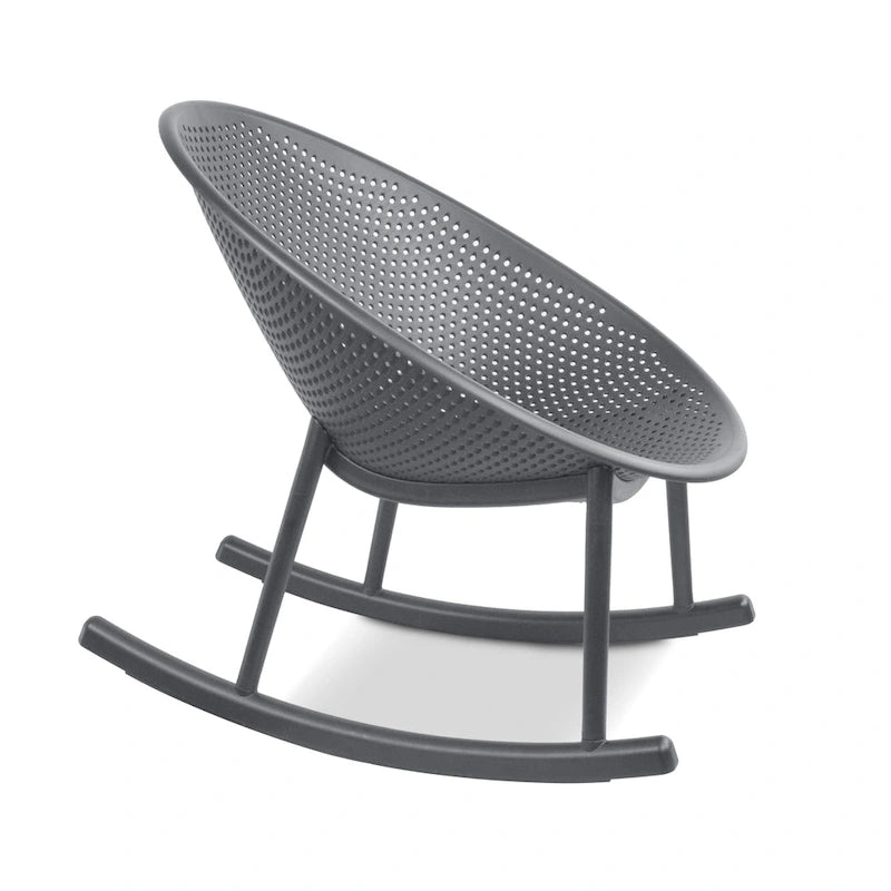 Set of 2 Mid-Century Modern Plastic Rocking Lounge Chair Plastic Legs with Breathable Egg Shaped Seat for Indoor/Outdoor