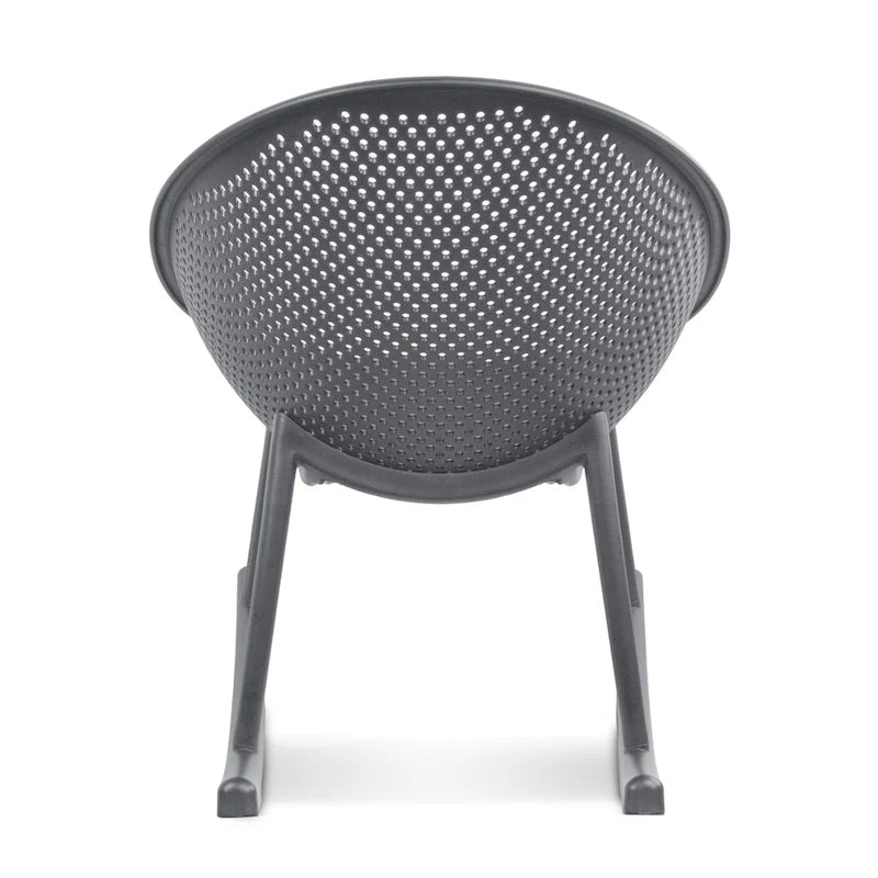 Set of 2 Mid-Century Modern Plastic Rocking Lounge Chair Plastic Legs with Breathable Egg Shaped Seat for Indoor/Outdoor