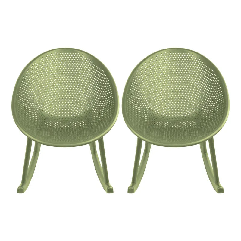 Set of 2 Mid-Century Modern Plastic Rocking Lounge Chair Plastic Legs with Breathable Egg Shaped Seat for Indoor/Outdoor