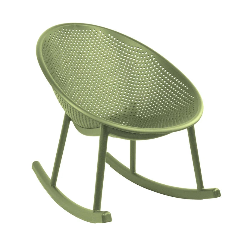 Set of 2 Mid-Century Modern Plastic Rocking Lounge Chair Plastic Legs with Breathable Egg Shaped Seat for Indoor/Outdoor