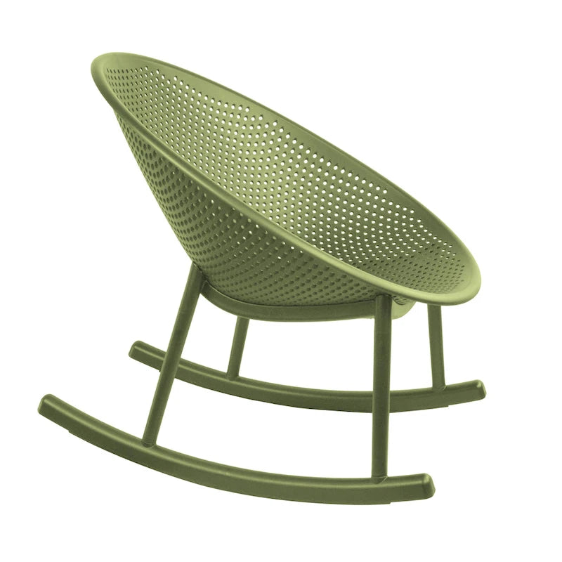 Set of 2 Mid-Century Modern Plastic Rocking Lounge Chair Plastic Legs with Breathable Egg Shaped Seat for Indoor/Outdoor
