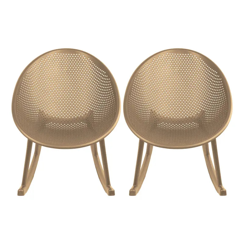 Set of 2 Mid-Century Modern Plastic Rocking Lounge Chair Plastic Legs with Breathable Egg Shaped Seat for Indoor/Outdoor