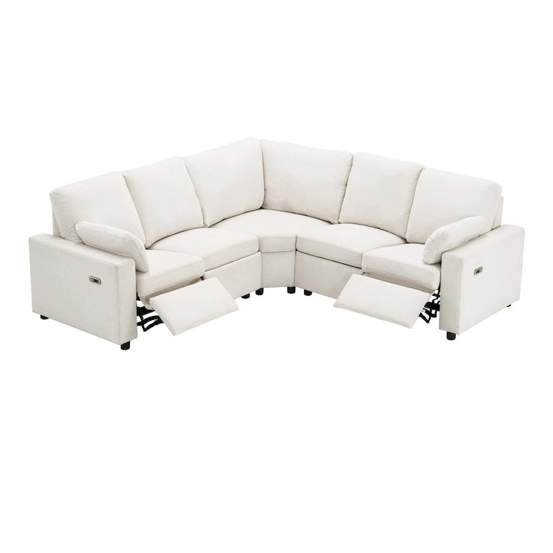 Power Recliner Sectional Sofa with 2 Storage Drawers and USB Ports Living Room L-Shaped Corner Couch for Home Theater