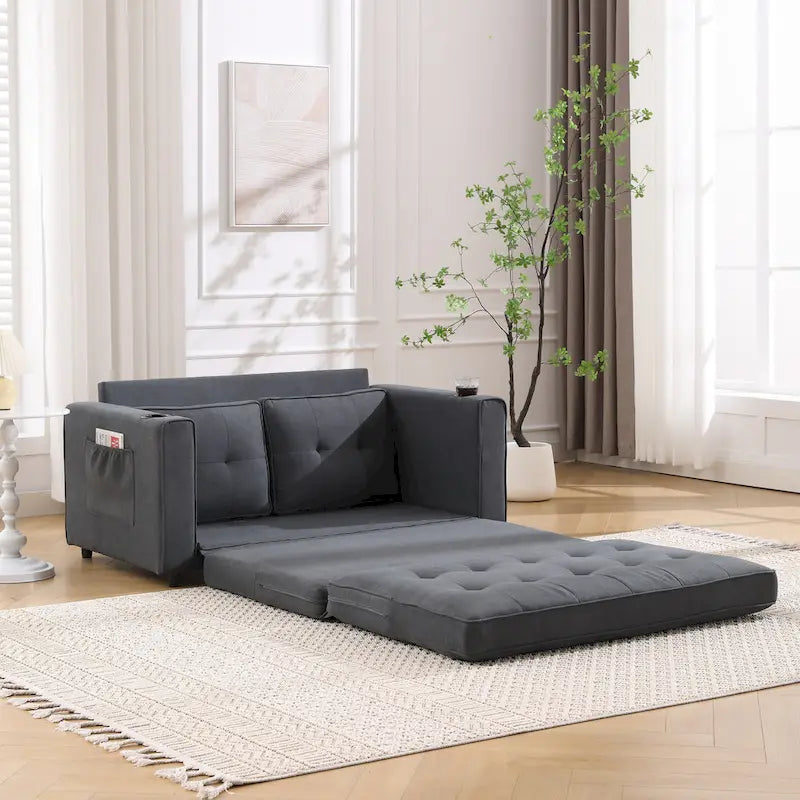 3-In-1 Upholstered Futon Sofa Convertible Floor Sofa Bed
