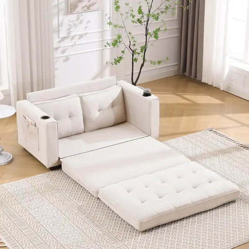 3-In-1 Upholstered Futon Sofa Convertible Floor Sofa Bed