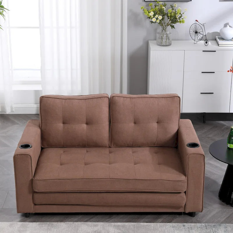 3-In-1 Upholstered Futon Sofa Convertible Floor Sofa Bed