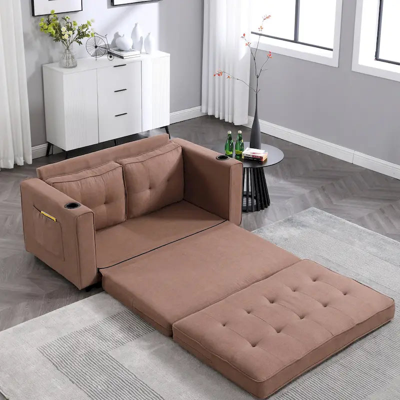 3-In-1 Upholstered Futon Sofa Convertible Floor Sofa Bed