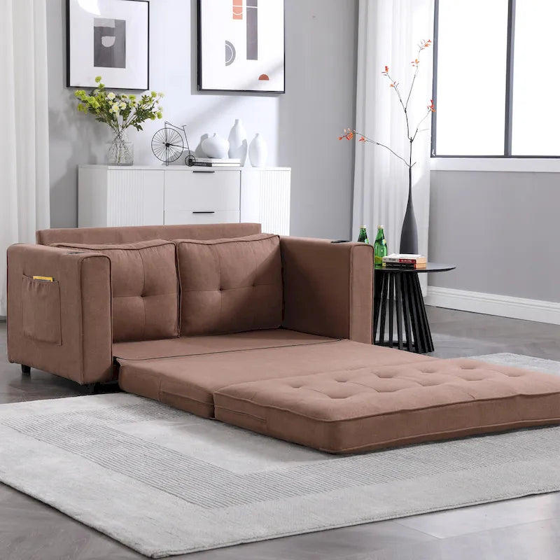 3-In-1 Upholstered Futon Sofa Convertible Floor Sofa Bed
