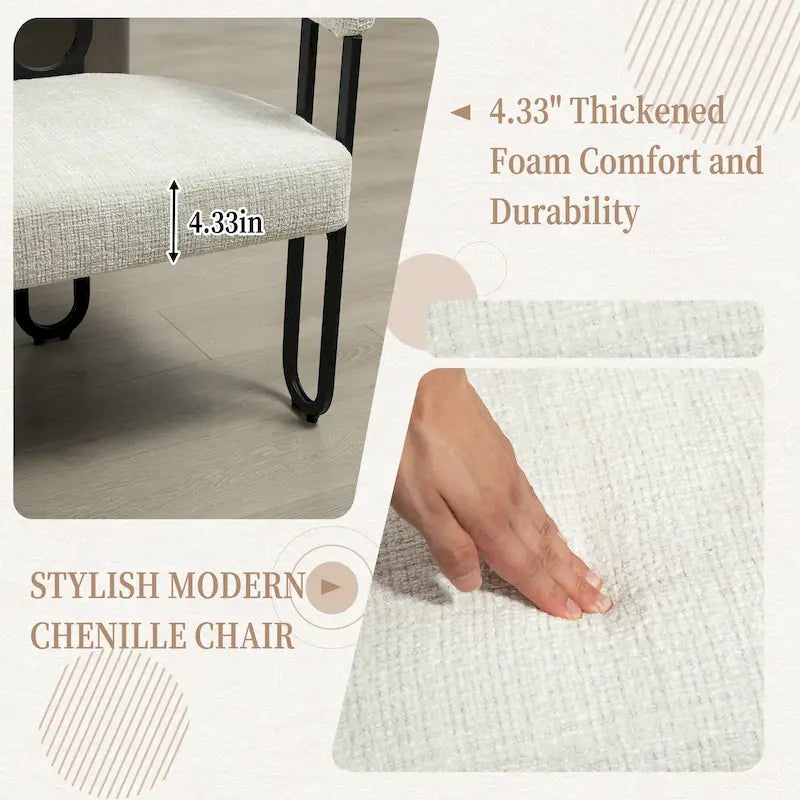 House Hold Modern Loveseat 2 Seater Sofa Chenille Fabric Couch With Arms And Metal Legs For Living Room