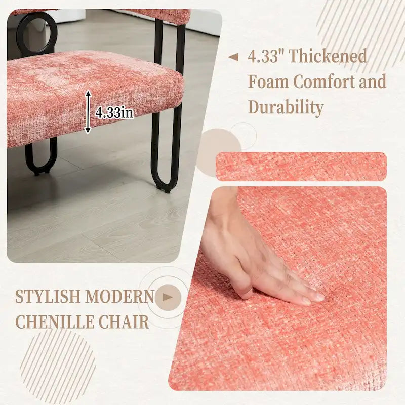 House Hold Modern Loveseat 2 Seater Sofa Chenille Fabric Couch With Arms And Metal Legs For Living Room