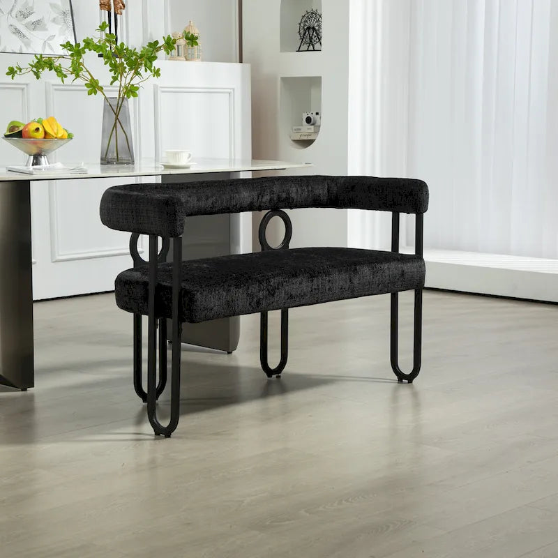 House Hold Modern Loveseat 2 Seater Sofa Chenille Fabric Couch With Arms And Metal Legs For Living Room