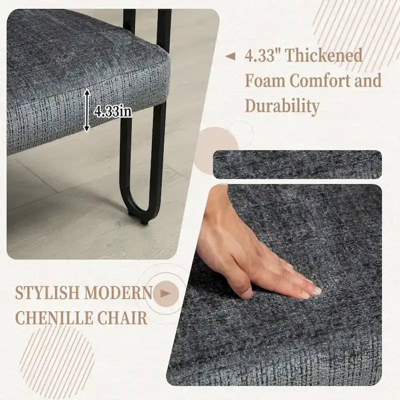 House Hold Modern Loveseat 2 Seater Sofa Chenille Fabric Couch With Arms And Metal Legs For Living Room