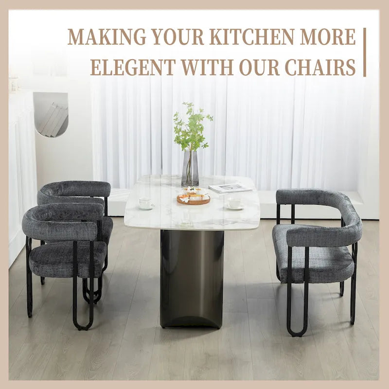 House Hold Modern Loveseat 2 Seater Sofa Chenille Fabric Couch With Arms And Metal Legs For Living Room