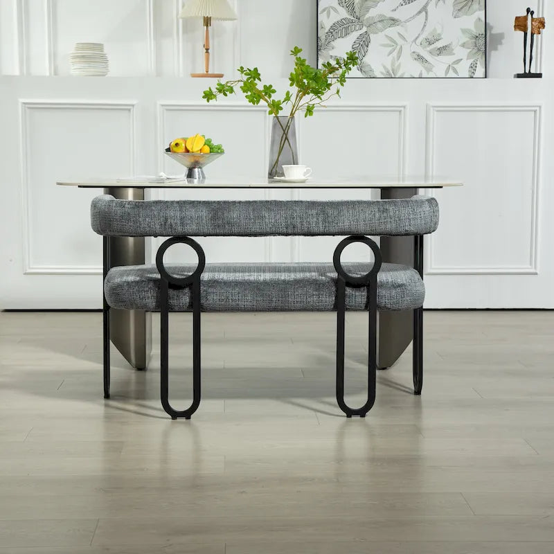 House Hold Modern Loveseat 2 Seater Sofa Chenille Fabric Couch With Arms And Metal Legs For Living Room