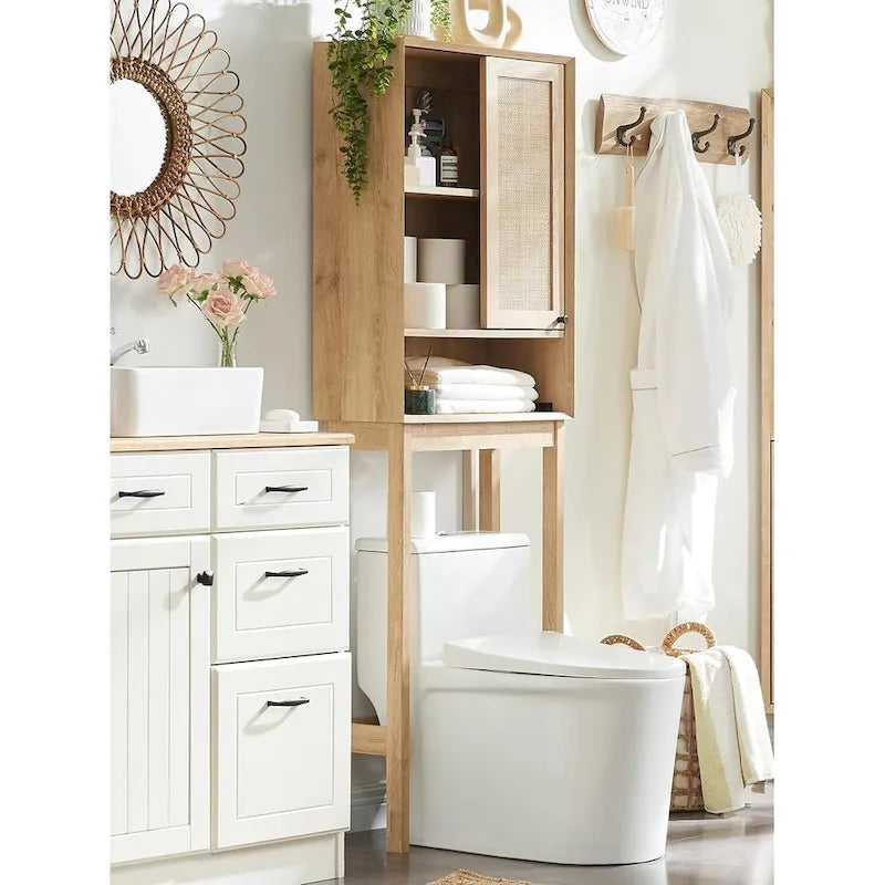 Natural Rattan Over The Toilet Storage Cabinet, Modern Storage Cabinet