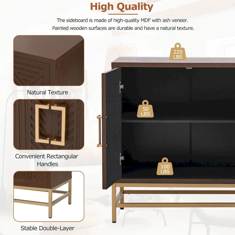 Sideboard Buffet Cabinet with Adjustable Shelves