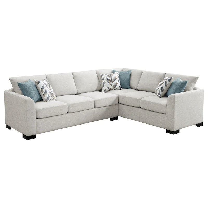 Ashlee Sleeper Sectional Sofa, Greige Chenille, 6 Pillows, 111 Inch