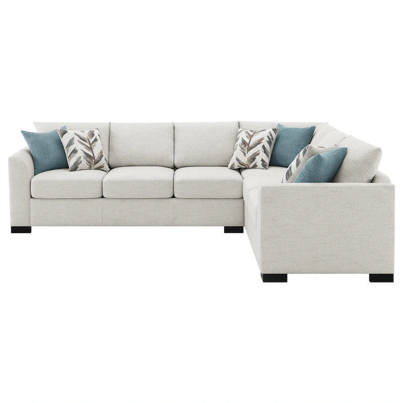 Ashlee Sleeper Sectional Sofa, Greige Chenille, 6 Pillows, 111 Inch