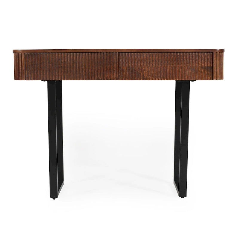 Modern Solid Wood Entryway Console Table with Fluted Design & Storage