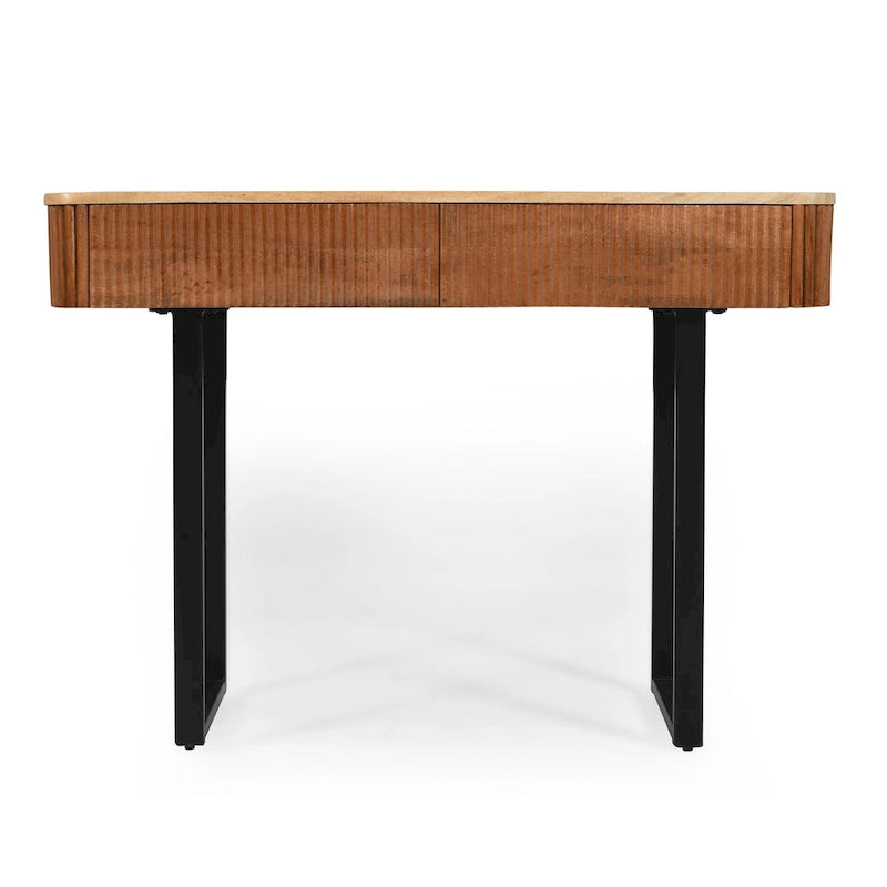 Modern Solid Wood Entryway Console Table with Fluted Design & Storage
