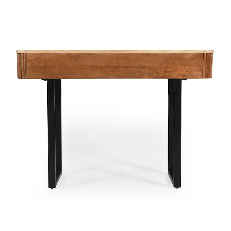 Modern Solid Wood Entryway Console Table with Fluted Design & Storage