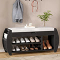 Shoe Storage Bench with Cushion and Curved Side