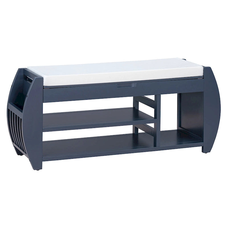 Shoe Storage Bench with Cushion and Curved Side