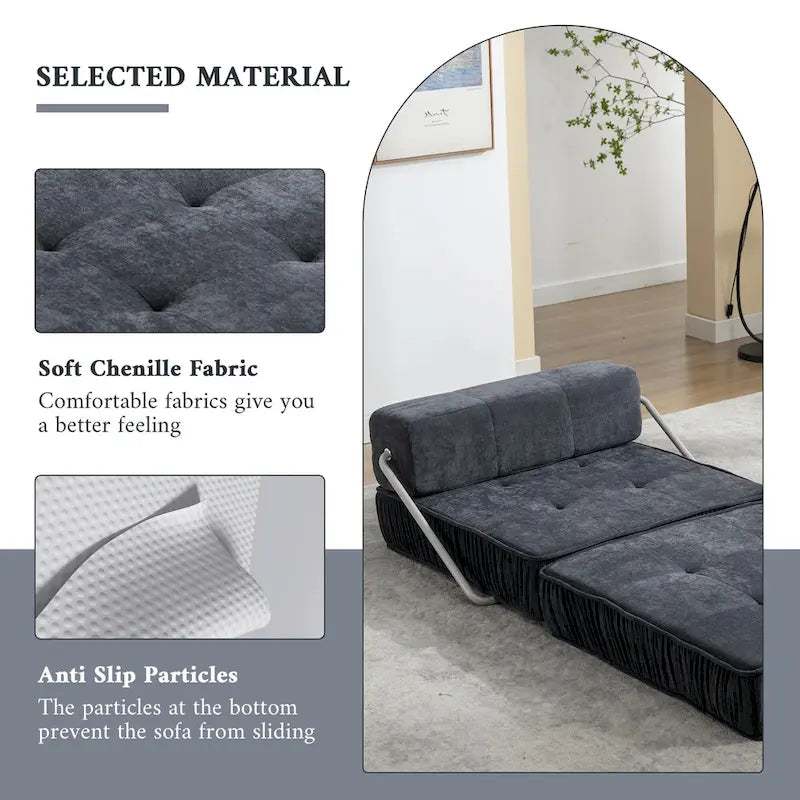 Convertible Sofa Bed,Modern Chenille Upholstered Sleeper Chair