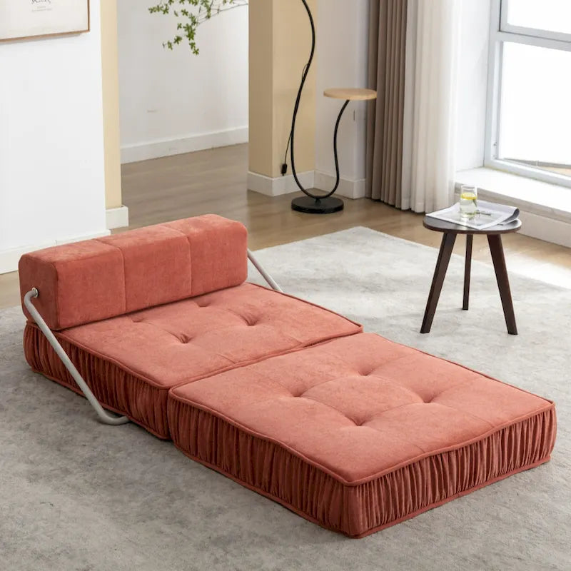 Convertible Sofa Bed,Modern Chenille Upholstered Sleeper Chair