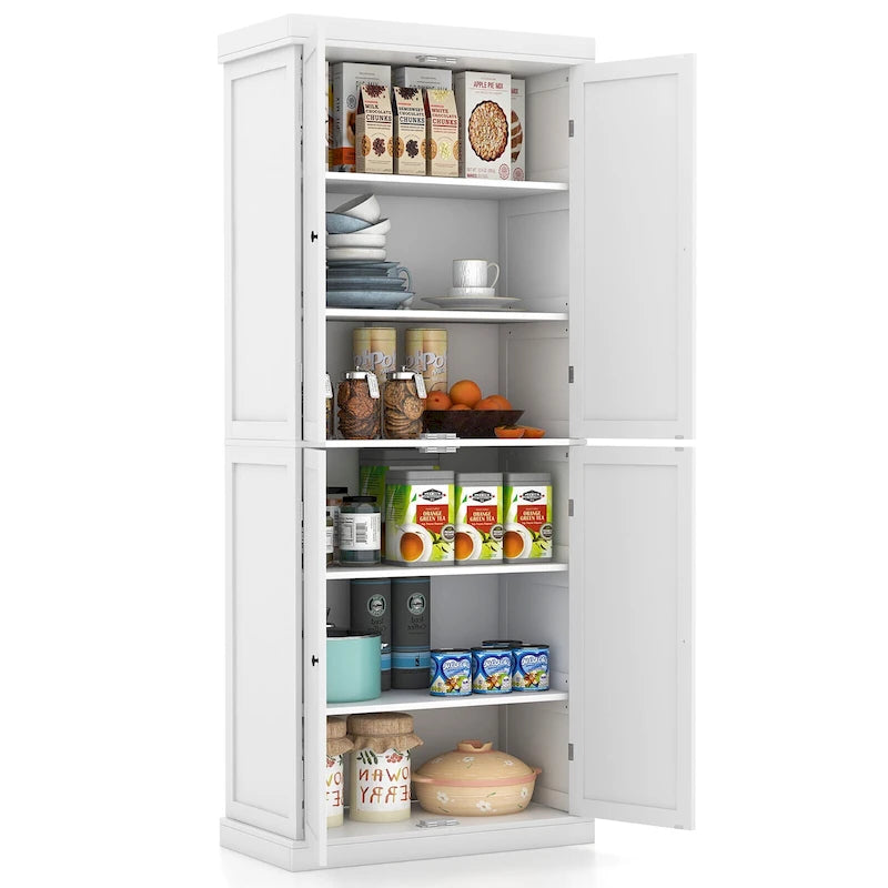 Gymax 72.5 Kitchen Pantry w/4 Door 6-Tier Shelves Freestanding