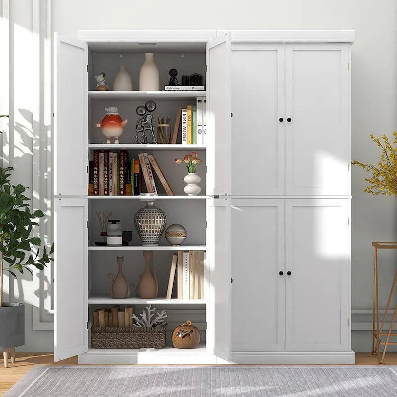 Gymax 72.5 Kitchen Pantry w/4 Door 6-Tier Shelves Freestanding