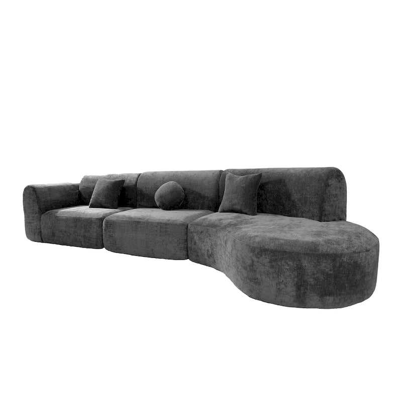 Christopher Knight Home- Buker Curved Polyester Sectional Sofa