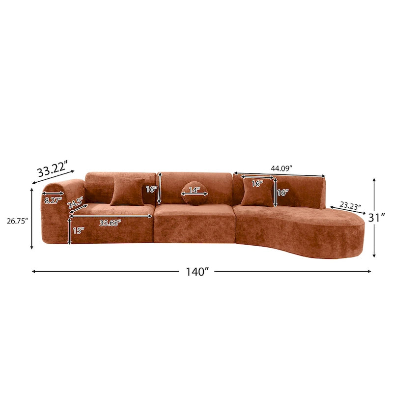 Christopher Knight Home- Buker Curved Polyester Sectional Sofa