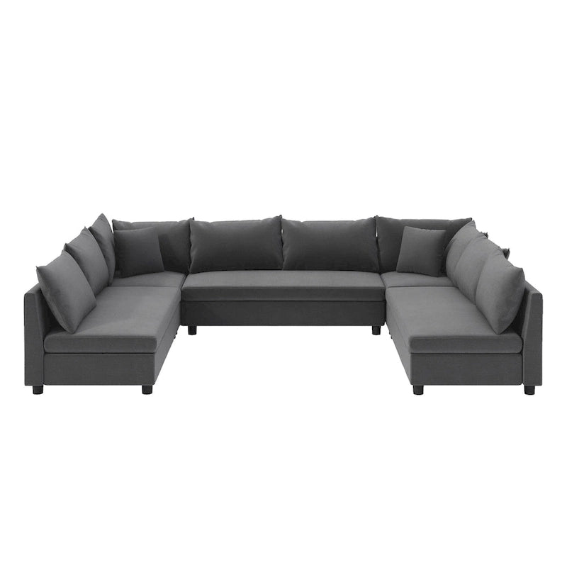 116 Chenille U-Shaped Modular Sectional Sofa, 8-Seater