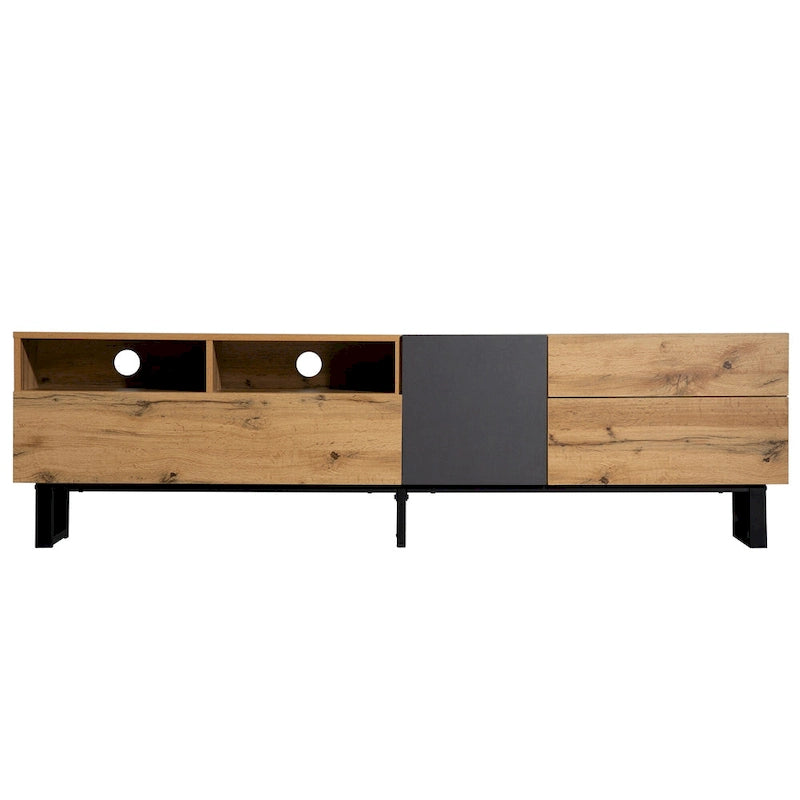 70.9 TV Stand with Double Storage Space and Drop Down Door for TVs Up to 80