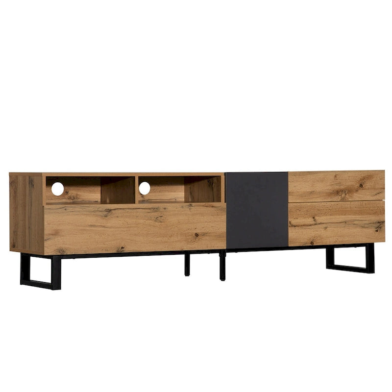 70.9 TV Stand with Double Storage Space and Drop Down Door for TVs Up to 80