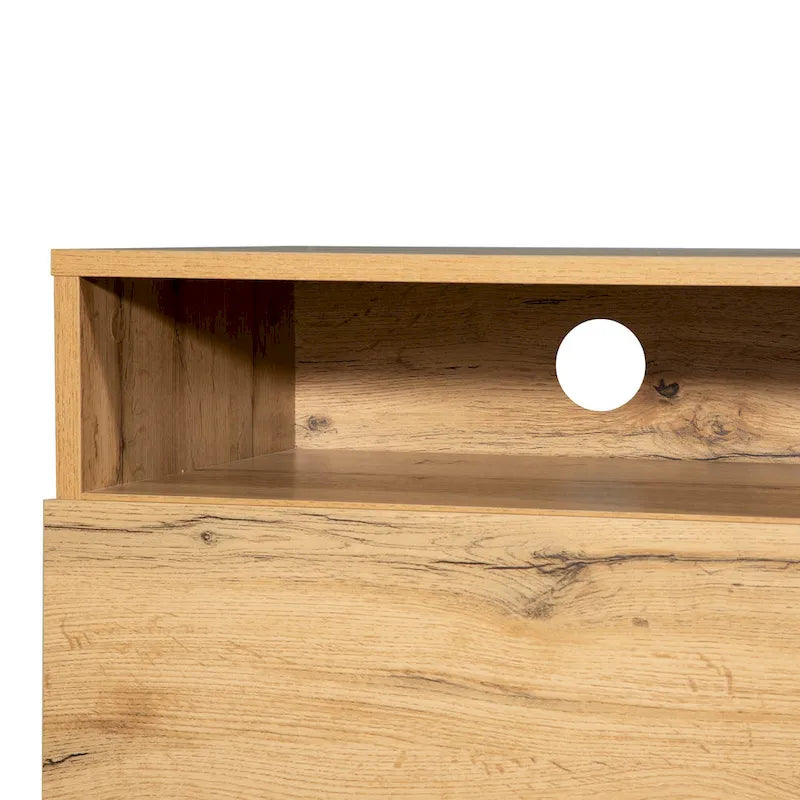 70.9 TV Stand with Double Storage Space and Drop Down Door for TVs Up to 80