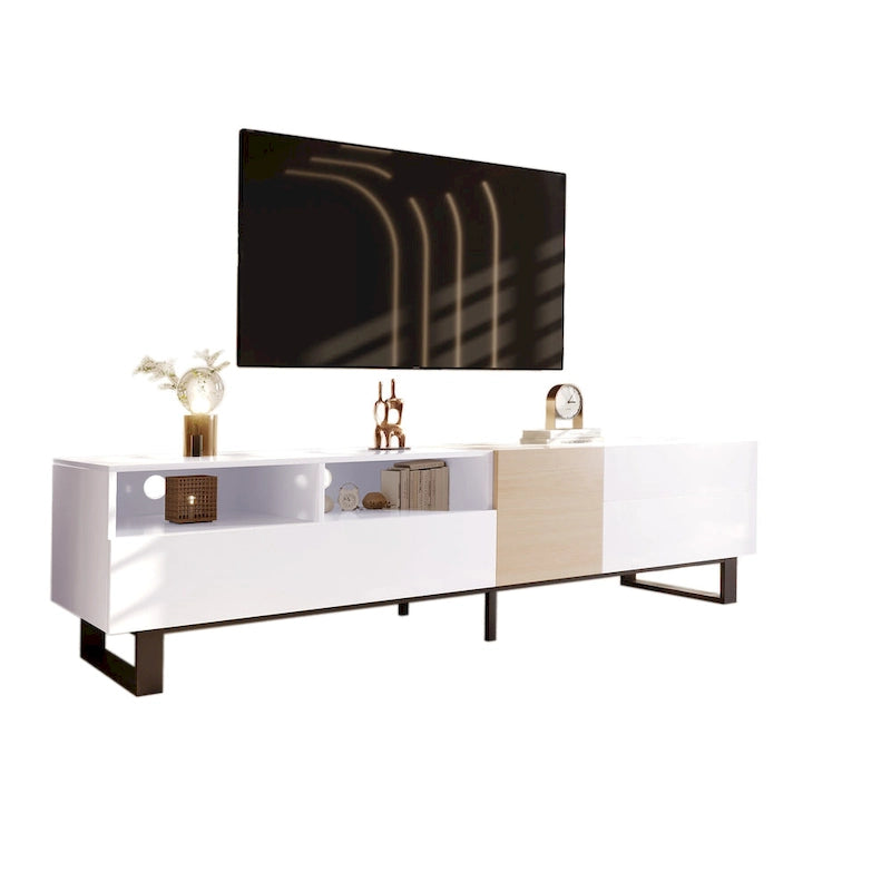 70.9 TV Stand with Double Storage Space and Drop Down Door for TVs Up to 80
