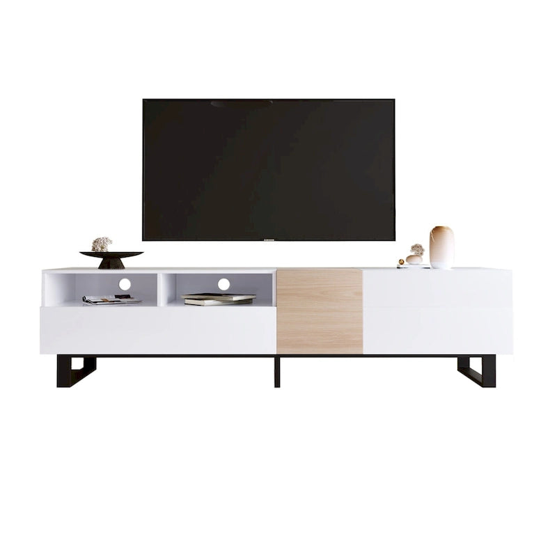 70.9 TV Stand with Double Storage Space and Drop Down Door for TVs Up to 80